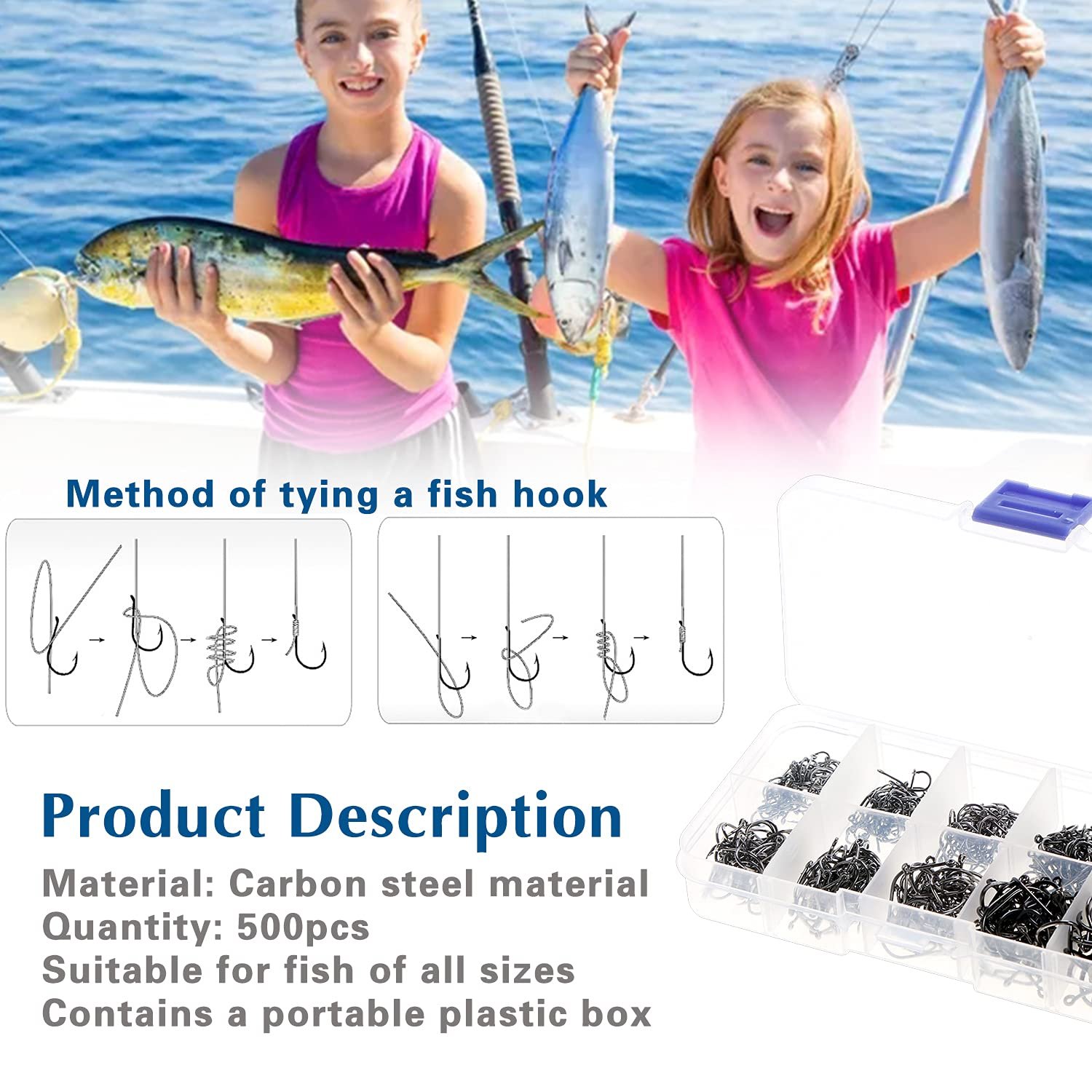 Fishing Hooks 500Pcs Carp Single Fish Hook Set Fly Fishing Accessories Jig Sea Hooks